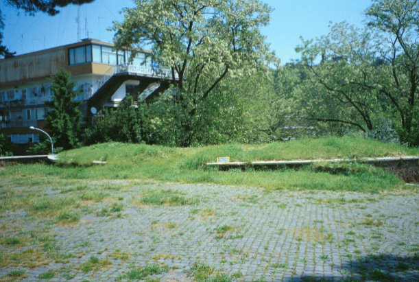 Area 1967: il terrazzamento pavimentato e i resti della struttura
