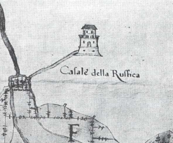 Torre della Rustica nel Catasto Alessandrino del 1660 (Quilici 1974, p.89, f.108)