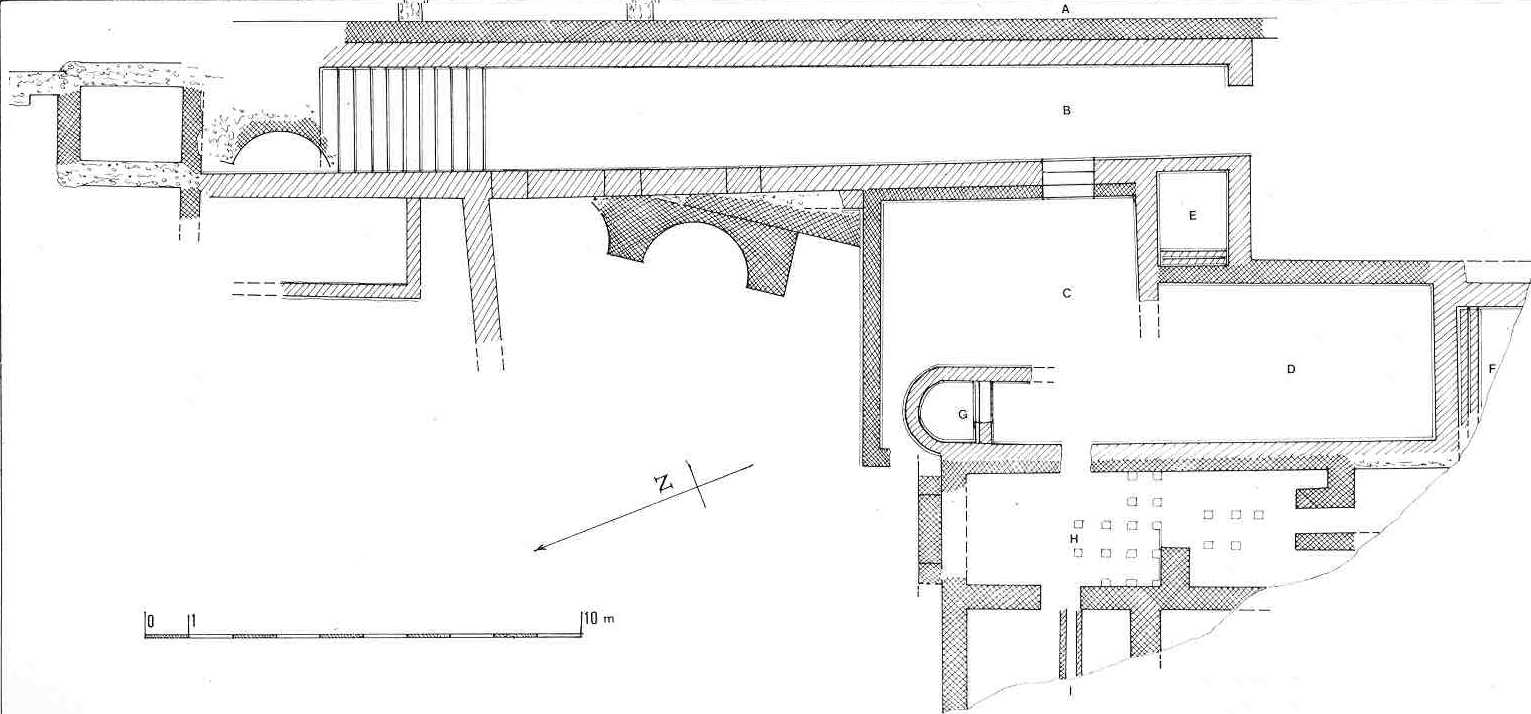 Pianta delle strutture riconosciute della villa (Quilici 1974, p.526, f.1117)