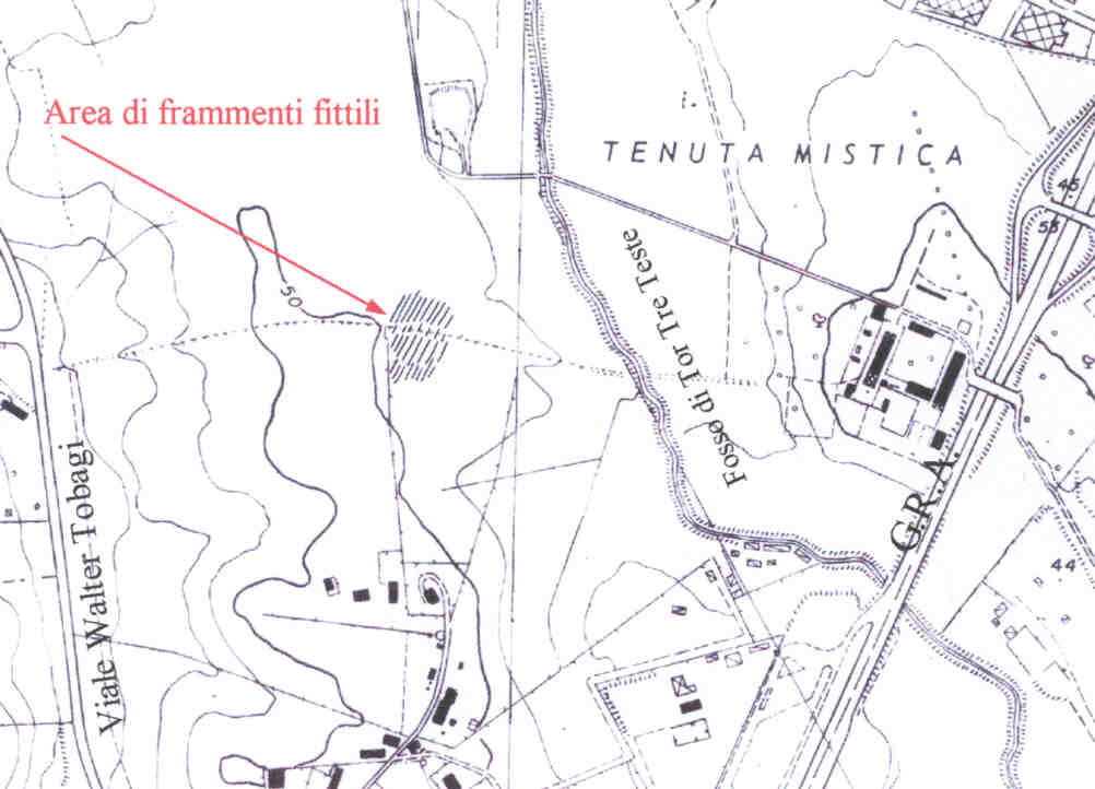Area 1151: localizzazione dell'area di frammenti fittili