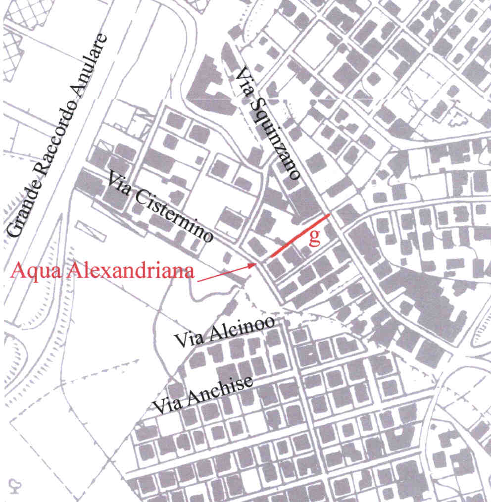 Area 251: localizzazione del tratto G dell'Acquedotto alessandrino