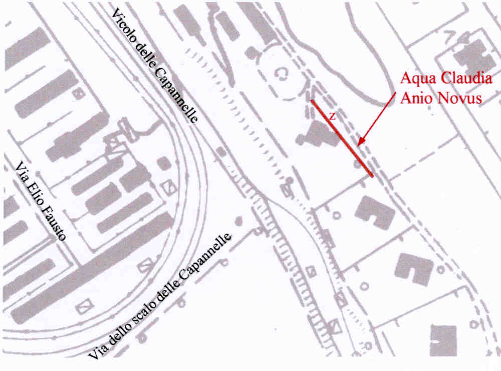 Area 821: localizzazione del tratto Z dell'acquedotto